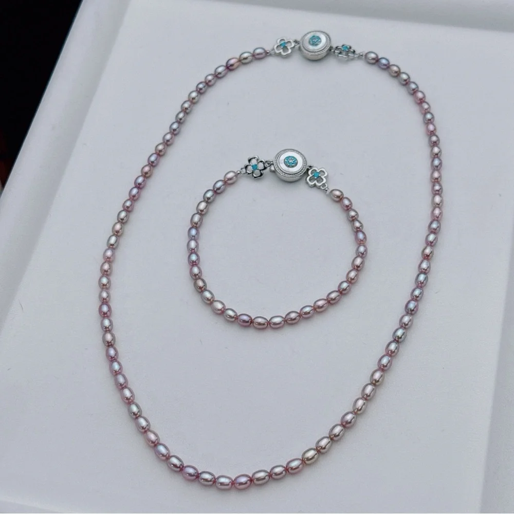 X782 Handmade High Quality Freshwater Baby Pearl Necklace Bracelet Set - Picture 3 of 8